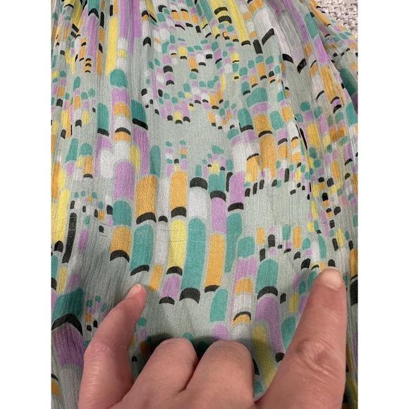 Vtg Y2K Anna Sui Anthropologie Dress Womens M Printed Silk Art Deco Read - Picture 9 of 16